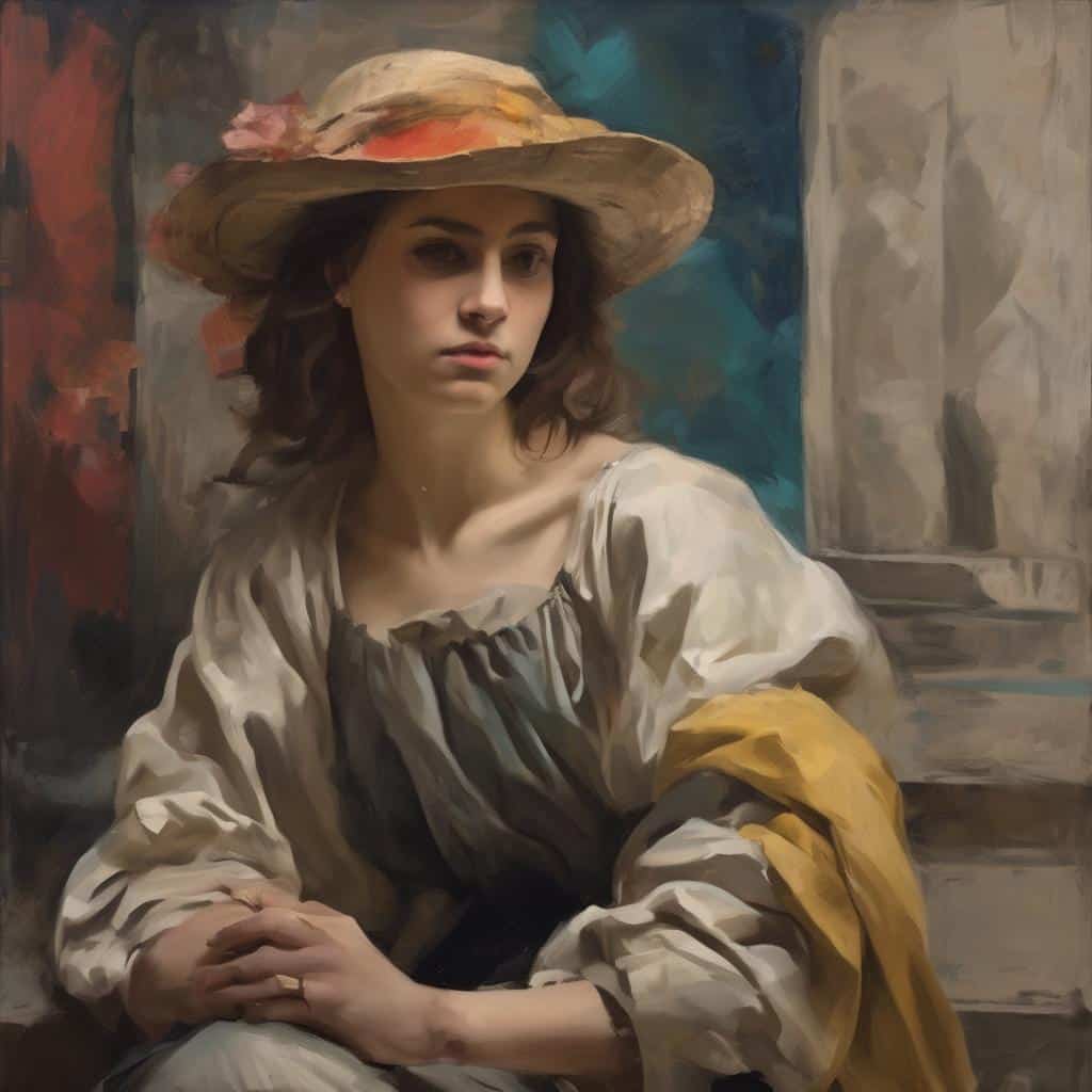 Λαιμός και πρόσωπο σε πορτρέτο με καλλιτεχνική ανατροπή και δημιουργικότητα σε πίνακα.